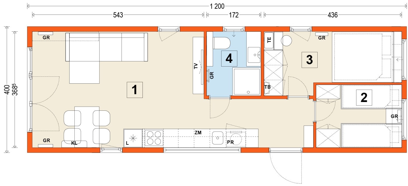 Mobilný dom A – variant 6