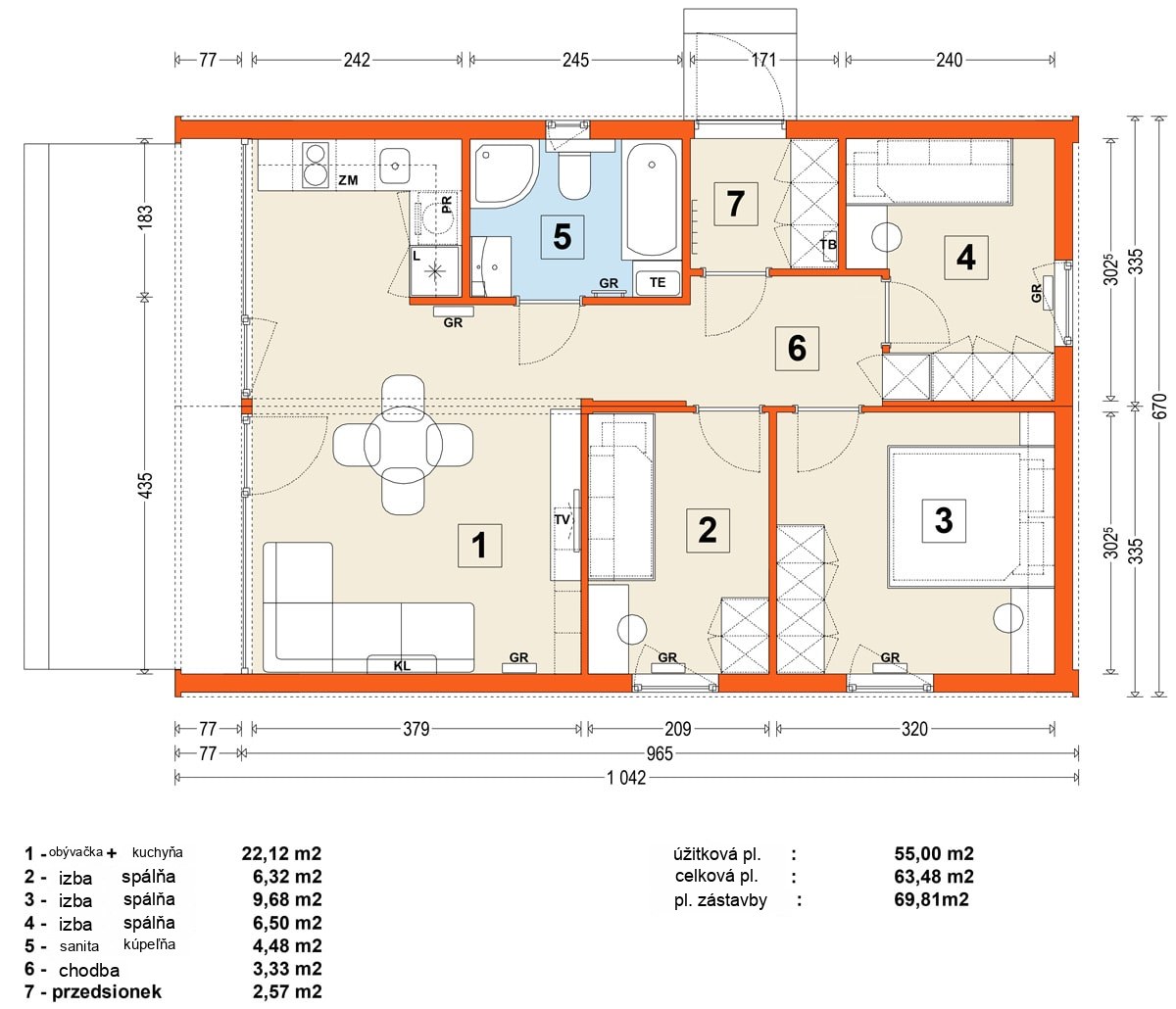 Modulový dom MG2 – variant 14 – pôdorys